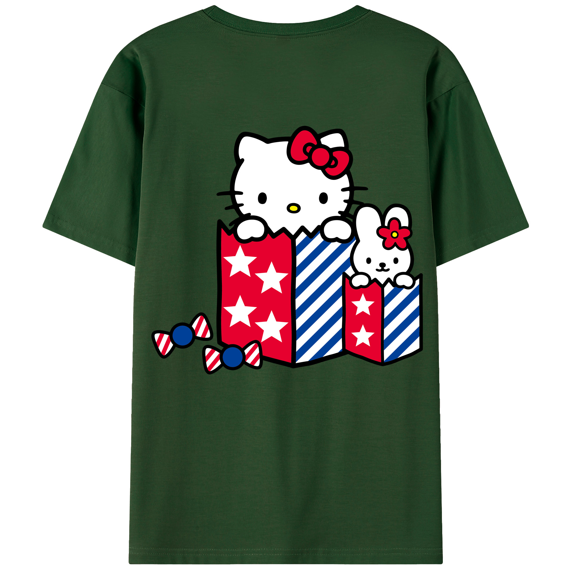 （画像用） Hello Kitty ハローキティ 綿100％半袖Tシャツ（背面プリント）